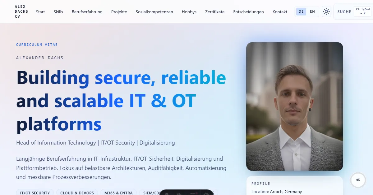 Vorschau der Website von Alexander Dachs